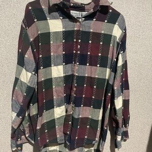 Jane Ashley Red and Green Flannel Button Down‎ Shirt